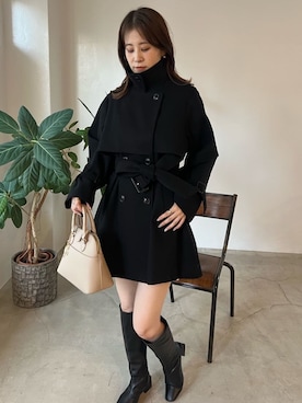 「one after another NICE CLAUP（ワンアフターアナザーナイスクラップ）のアイテム（チェスターコート）」を使った、Megumi❤︎さん（レディース・165cm）の秋コーディネート