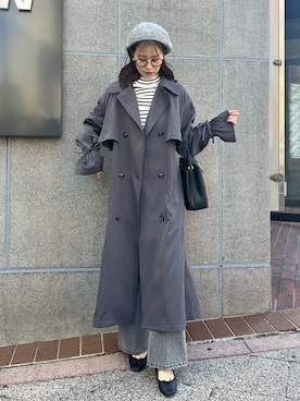 「one after another NICE CLAUP（ワンアフターアナザーナイスクラップ）のアイテム（トレンチコート）」を使った、Megumi❤︎さん（レディース・165cm）の冬コーディネート