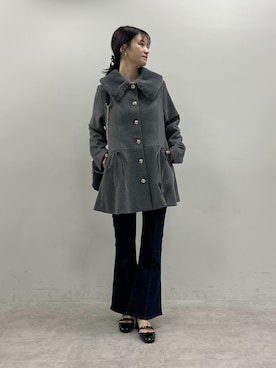 「one after another NICE CLAUP（ワンアフターアナザーナイスクラップ）のアイテム（ノーカラーコート）」を使った、Megumi❤︎さん（レディース・165cm）の秋コーディネート