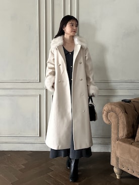 「アイテム（チェスターコート）」を使った、Megumi❤︎さん（レディース・165cm）の秋コーディネート