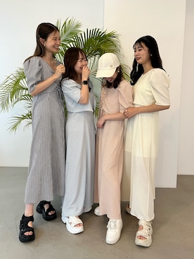 「お揃いコーデ」｜「アイテム（サンダル）」を使った、Megumi❤︎さん（レディース・165cm）の春コーディネート
