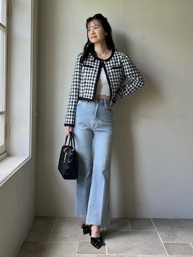 「アイテム（ノーカラージャケット）」を使った、Megumi❤︎さん（レディース・165cm）の秋コーディネート