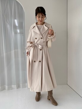 「one after another NICE CLAUP（ワンアフターアナザーナイスクラップ）のアイテム（トレンチコート）」を使った、Megumi❤︎さん（レディース・165cm）の冬コーディネート