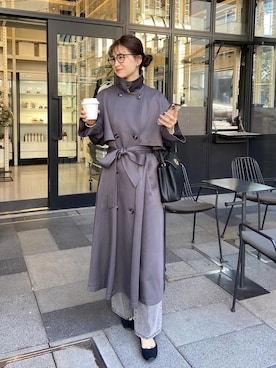 「one after another NICE CLAUP（ワンアフターアナザーナイスクラップ）のアイテム（トレンチコート）」を使った、Megumi❤︎さん（レディース・165cm）の冬コーディネート