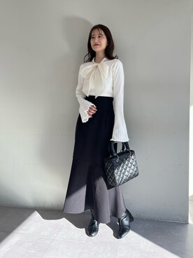 「ボウタイ」｜「アイテム（ブーツ）」を使った、Megumi❤︎さん（レディース・165cm）の冬コーディネート