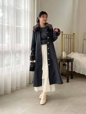 「アイテム（ステンカラーコート）」を使った、Megumi❤︎さん（レディース・165cm）の秋コーディネート
