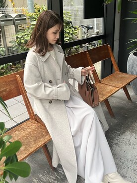 「one after another NICE CLAUP（ワンアフターアナザーナイスクラップ）のアイテム（ステンカラーコート）」を使った、Megumi❤︎さん（レディース・165cm）の冬コーディネート