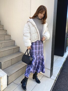 「ブーツコーデ」｜「アイテム（ダウンジャケット/コート）」を使った、Megumi❤︎さん（レディース・165cm）の秋コーディネート