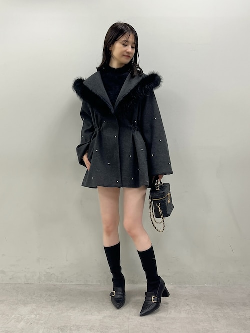 ヴィンテージ　コート　ビジュー セール】ビジュー付き女の子コート（ノーカラーコート）｜one