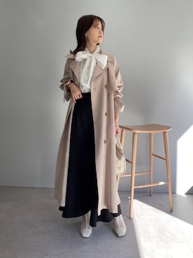 「one after another NICE CLAUP（ワンアフターアナザーナイスクラップ）のアイテム（トレンチコート）」を使った、Megumi❤︎さん（レディース・165cm）の冬コーディネート