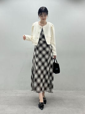 「アイテム（ノーカラージャケット）」を使った、Megumi❤︎さん（レディース・165cm）の秋コーディネート