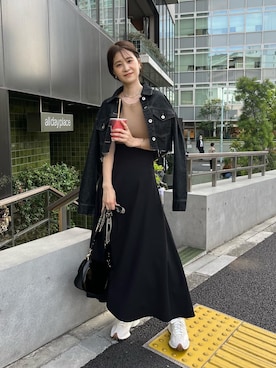 「one after another NICE CLAUP（ワンアフターアナザーナイスクラップ）のアイテム（デニムジャケット）」を使った、Megumi❤︎さん（レディース・165cm）の夏コーディネート