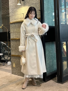 「アイテム（チェスターコート）」を使った、Megumi❤︎さん（レディース・165cm）の秋コーディネート