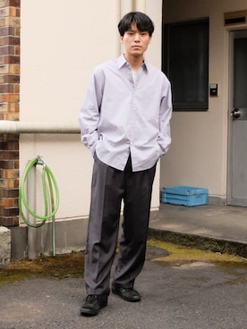 「shiun（シウン）のアイテム（パンツ）」を使った、わむう_wamuさん（メンズ・164cm）の冬コーディネート