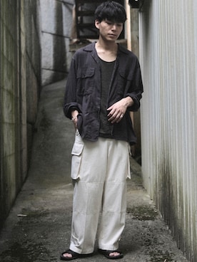 「COMOLI（コモリ）のアイテム（ジャケット/アウター）」を使った、わむう_wamuさん（メンズ・164cm）の夏コーディネート