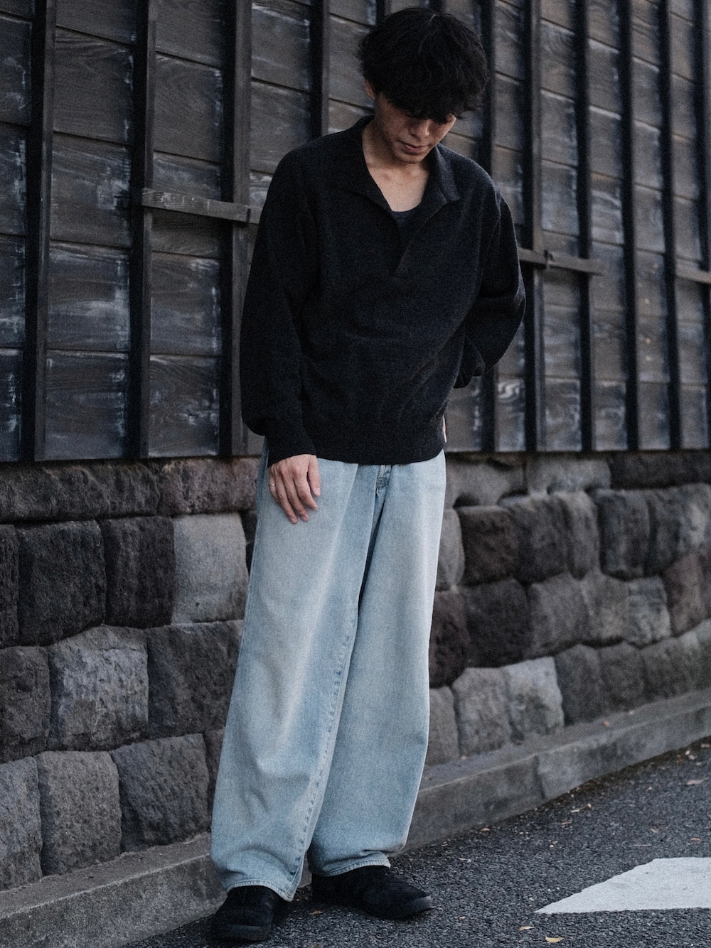 「低身長、低身長コーデ、低身長男子、ニット、ニットポロ、スキッパーニット、スキッパー、デニム、スニーカー」｜「Coming soon...のアイテム（トップス、その他）」を使った、わむう_wamuさん（メンズ・164cm）の秋コーディネートの1枚目の写真