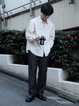 「shiun（シウン）のアイテム（パンツ）」を使った、わむう_wamuさん（メンズ・164cm）の冬コーディネート