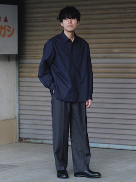 「shiun（シウン）のアイテム（パンツ）」を使った、わむう_wamuさん（メンズ・164cm）の冬コーディネート