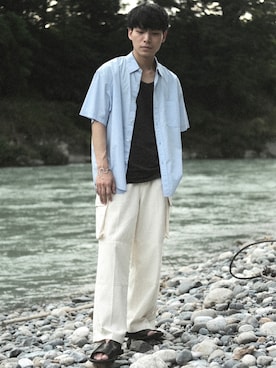 「LIDNM（リドム）のアイテム」を使った、わむう_wamuさん（メンズ・164cm）の夏コーディネート