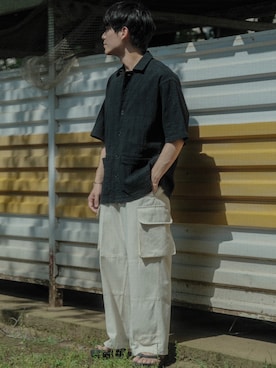 「アイテム（カーゴパンツ、ホワイト系）」を使った、わむう_wamuさん（メンズ・164cm）の夏コーディネート