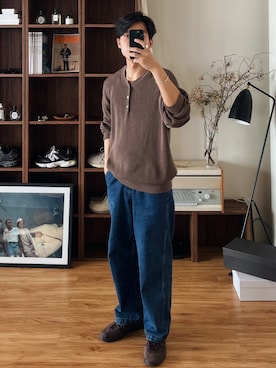 「Steven Alan（スティーブンアラン）のアイテム（ニット/セーター）」を使った、わむう_wamuさん（メンズ・165cm）の秋コーディネート