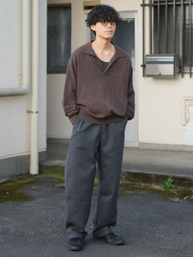 「shiun（シウン）のアイテム（トップス）」を使った、わむう_wamuさん（メンズ・164cm）の秋コーディネート