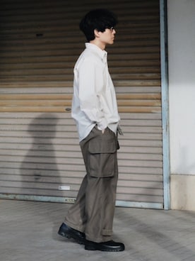 「shiun（シウン）のアイテム（パンツ）」を使った、わむう_wamuさん（メンズ・164cm）の冬コーディネート