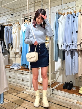 「サックスブルー」｜「アイテム（ブーツ）」を使った、akaneさん（レディース・167cm）の冬コーディネート