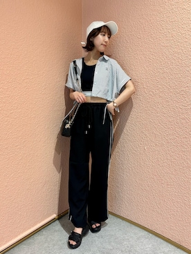 「OLIVE des OLIVE（オリーブデオリーブ）のアイテム（帽子）」を使った、akaneさん（レディース・167cm）の夏コーディネート
