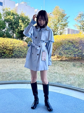 「サックスブルー」｜「アイテム（ブーツ）」を使った、akaneさん（レディース・167cm）の冬コーディネート