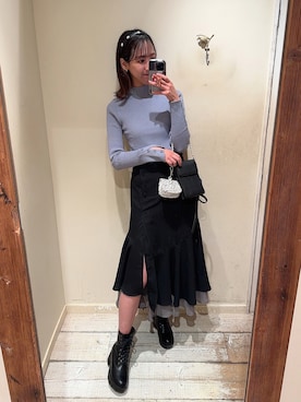 「サックスブルー」｜「アイテム（ブーツ）」を使った、akaneさん（レディース・167cm）の冬コーディネート