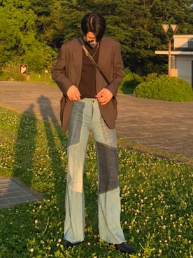 「フレアデニム」｜maroさん（メンズ・188cm）の春コーディネート