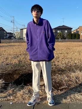 「紫」｜「アイテム（ジャケット/アウター）」を使った、亮.さん（メンズ・180cm）の冬コーディネート