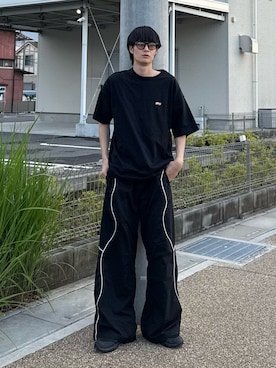 「MONO-MART（モノマート）のアイテム（Tシャツ/カットソー、ブラック系）」を使った、亮.さん（メンズ・180cm）の夏コーディネート