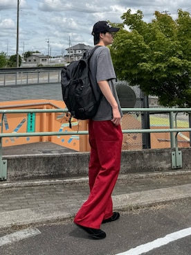 「Alfred Alex（アルフレッドアレックス）の【Alfred Alex】Metal Parts Racing  Shoes / メタルパーツ レーシングシューズ（スニーカー、ブラック系）」を使った、亮.さん（メンズ・180cm）の夏コーディネート