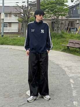 「MONO-MART（モノマート）のアイテム（ジャケット/アウター、ブラック系）」を使った、亮.さん（メンズ・180cm）の春コーディネート