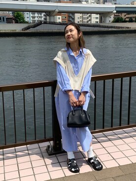 「アイテム（シャツワンピース）」を使った、ぺこさん（レディース・156cm・30代）の夏コーディネート