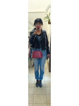 「H&M（エイチ・アンド・エム）のアイテム（ライダースジャケット）」を使った、daioukachanさん（レディース・173cm）の秋コーディネート