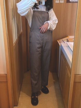 「ehka sopo（エヘカソポ）のアイテム（サロペット/オーバーオール）」を使った、yuzuha.さん（レディース・156cm）の秋コーディネート