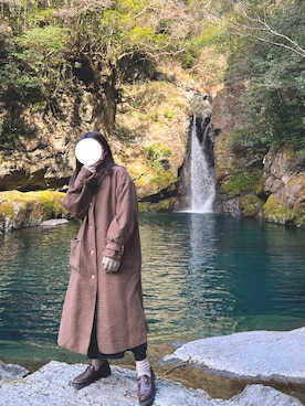 「ehka sopo（エヘカソポ）のアイテム（ステンカラーコート）」を使った、yuzuha.さん（レディース・156cm）の冬コーディネート