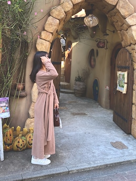 「lawgy（ラウジー）のoriginal arrange op（ワンピース、ブラウン系）」を使った、yuzuha.さん（レディース・156cm）の秋コーディネート