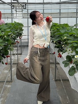 「mline（エムライン）のアイテム（シャツ/ブラウス）」を使った、里さん（レディース・159cm）の春コーディネート