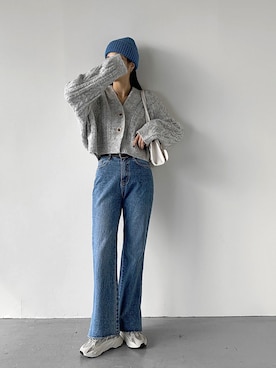 「merongshop（メロンショップ）のアイテム（カーディガン/ボレロ）」を使った、merongshopjpさん（レディース・163cm）の秋コーディネート