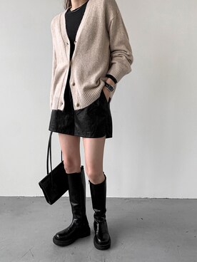 「merongshop（メロンショップ）のアイテム（カーディガン/ボレロ）」を使った、merongshopjpさん（レディース・163cm）の秋コーディネート