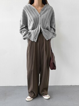 「merongshop（メロンショップ）のアイテム（カーディガン/ボレロ）」を使った、merongshopjpさん（レディース・163cm）の秋コーディネート