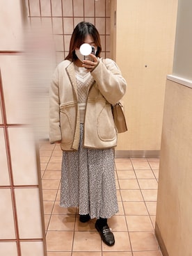 「韓国風コーデ」｜「アイテム（ノーカラージャケット）」を使った、아유さん（レディース・148cm）の冬コーディネート