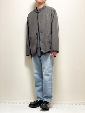 「epnok（エプノック）のアイテム（ノーカラージャケット）」を使った、kazuさん（メンズ・173cm）の冬コーディネート