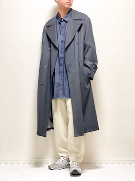 「デニムシャツ」｜「アイテム（トレンチコート）」を使った、kazuさん（メンズ・173cm）の冬コーディネート