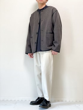 「epnok（エプノック）のアイテム（ノーカラージャケット）」を使った、kazuさん（メンズ・173cm）の冬コーディネート