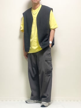 「LIDNM（リドム）のアイテム（カーゴパンツ）」を使った、kazuさん（メンズ・173cm）の夏コーディネート